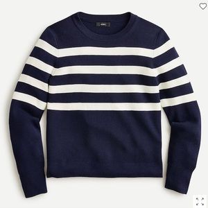 J. Crew Navy and White Striped Crew Neck Sweater